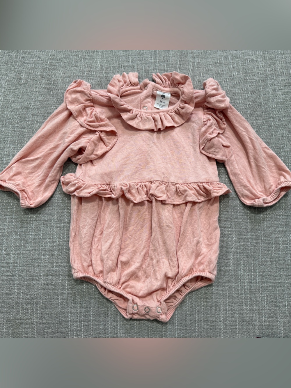kate quinn Blush Pink Ruffle-Trim Long-Sleeve Baby Bodysuit